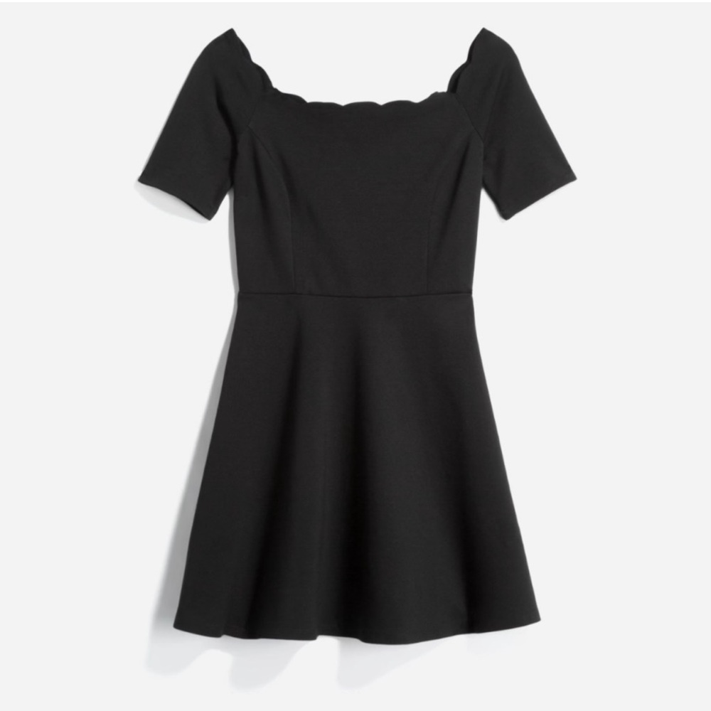 Nine Britton Stitch Fix Black Scalloped Off Shoulder Short Sleeve Retro Dress